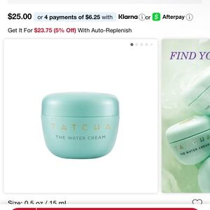 Tatcha Aqua Blue Water Cream Moisturizer 10mL MSRP $23